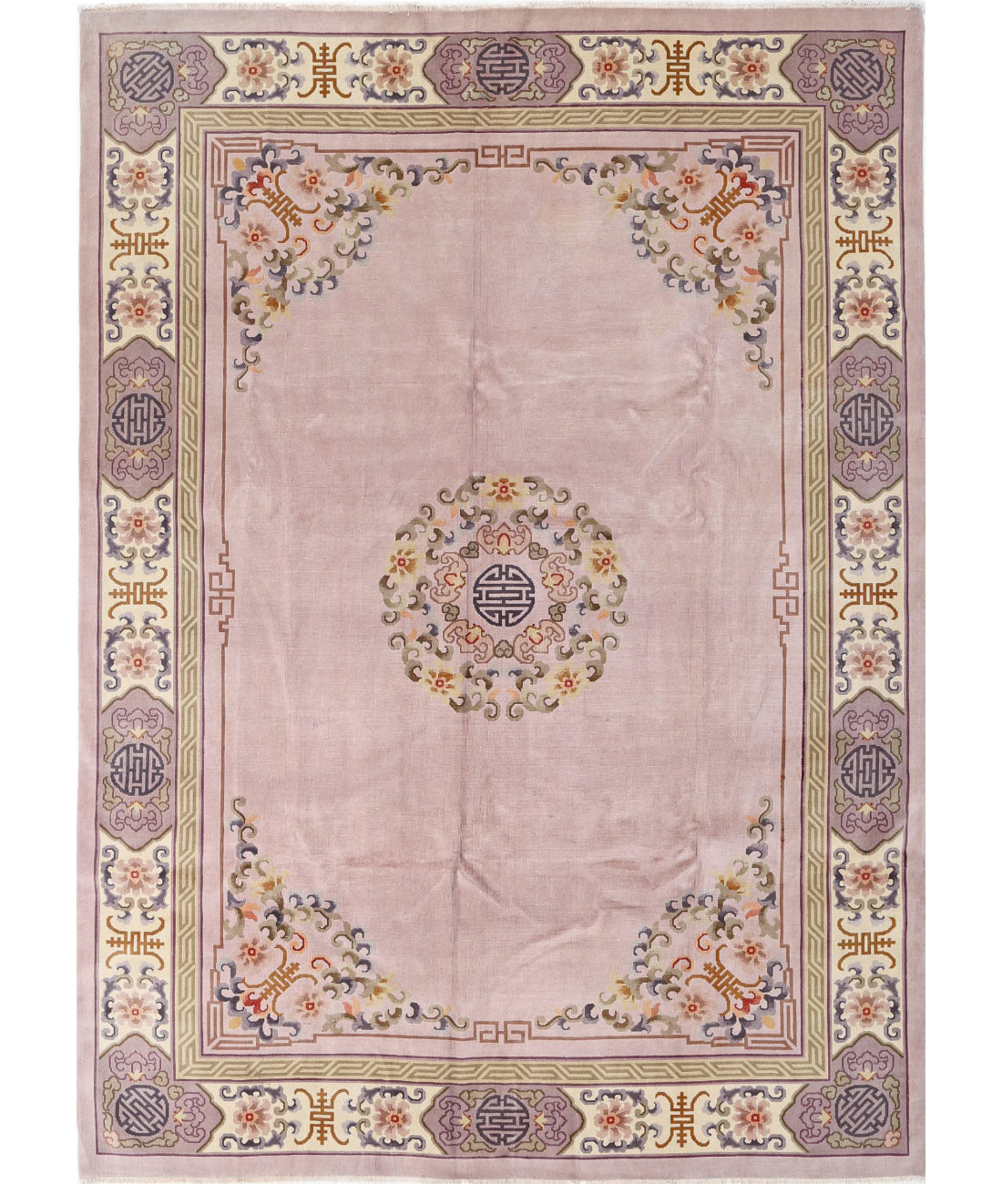 Chinese 8'10'' X 12'1'' Hand-Knotted Wool Rug 8'10'' x 12'1'' (118 X 358) / Lilac / Ivory