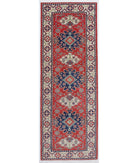 Kazak 2'9'' X 9'2'' Hand-Knotted Wool Rug 2'9'' x 9'2'' (83 X 275) / Red / Ivory