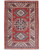 Kazak 2'0'' X 3'0'' Hand-Knotted Wool Rug 2'0'' x 3'0'' (60 X 90) / Red / Ivory