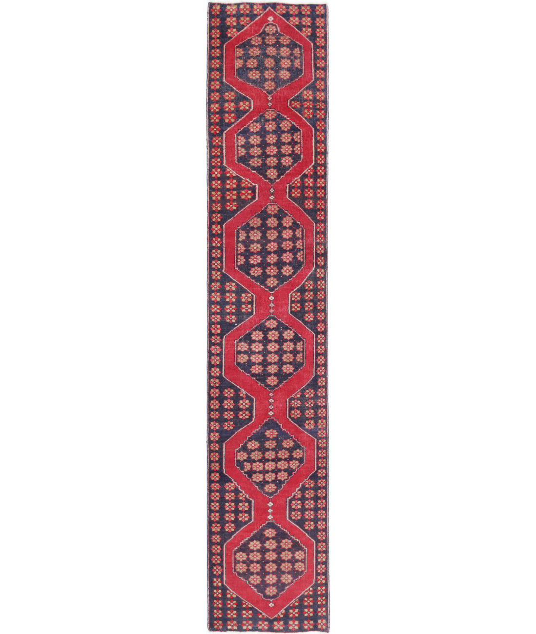 Hamadan 2'0'' X 11'6'' Hand-Knotted Wool Rug 2'0'' x 11'6'' (60 X 345) / Black / Red