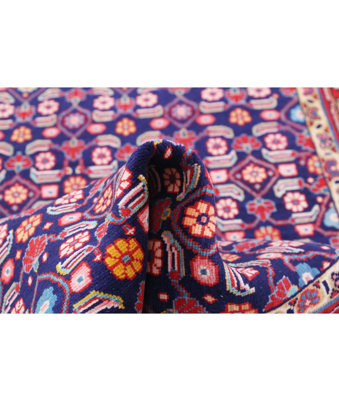 Hamadan 3'4'' X 9'9'' Hand-Knotted Wool Rug 3'4'' x 9'9'' (100 X 293) / Blue / Red