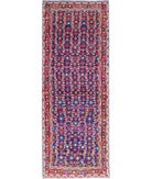 Hamadan 3'4'' X 9'9'' Hand-Knotted Wool Rug 3'4'' x 9'9'' (100 X 293) / Blue / Red