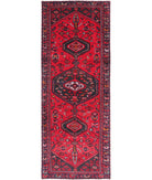 Hamadan 3'7'' X 9'10'' Hand-Knotted Wool Rug 3'7'' x 9'10'' (108 X 295) / Red / Black