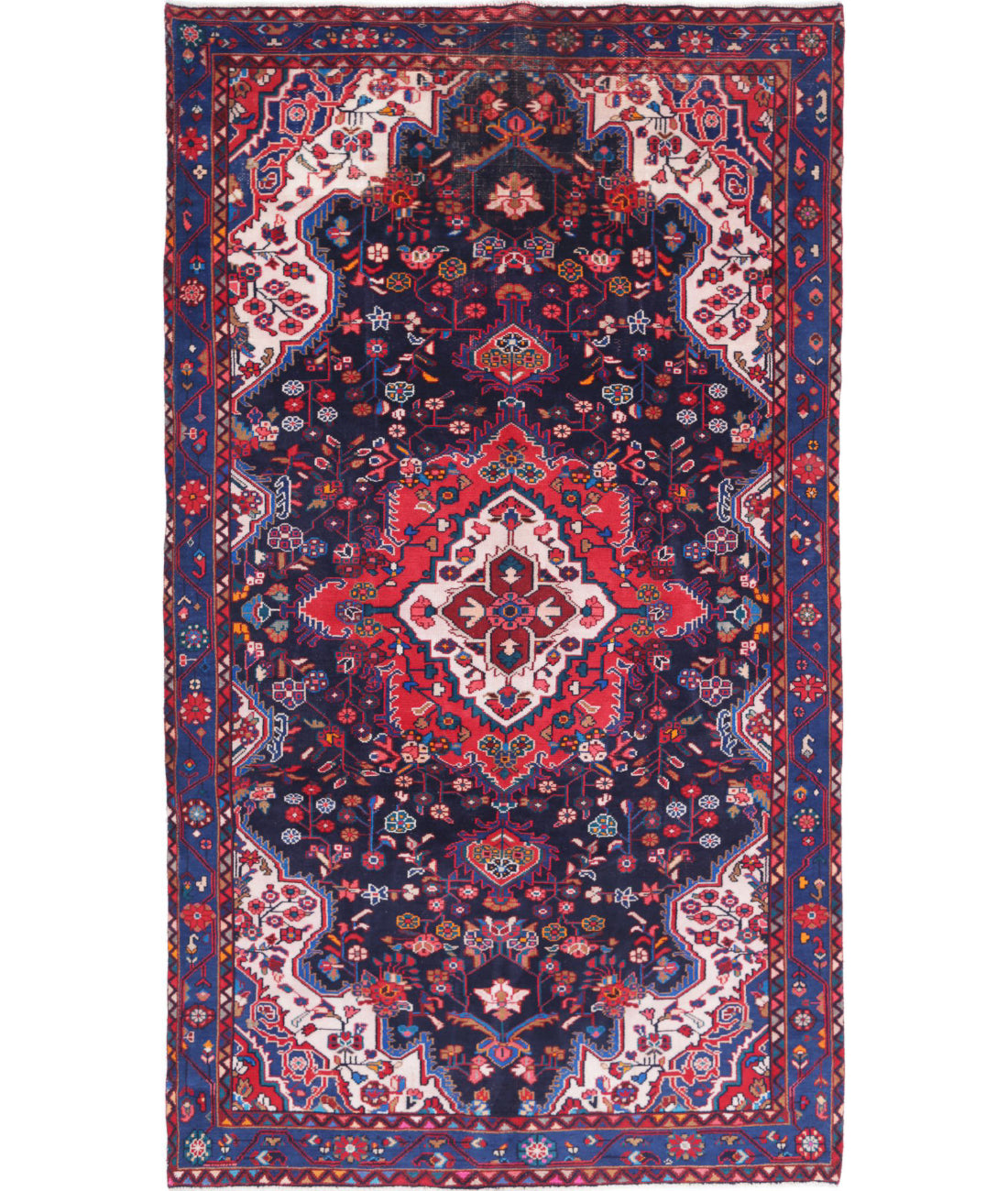 Hamadan 5'5'' X 9'10'' Hand-Knotted Wool Rug 5'5'' x 9'10'' (163 X 295) / Black / Blue