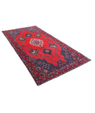 Hamadan 4'10'' X 9'0'' Hand-Knotted Wool Rug 4'10'' x 9'0'' (145 X 270) / Red / Blue