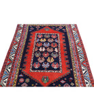Hamadan 4'4'' X 6'3'' Hand-Knotted Wool Rug 4'4'' x 6'3'' (130 X 188) / Blue / Ivory