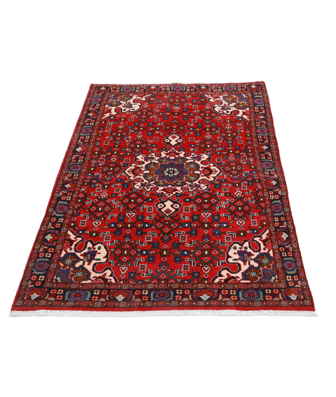 Hamadan 3'3'' X 5'0'' Hand-Knotted Wool Rug 3'3'' x 5'0'' (98 X 150) / Red / Black