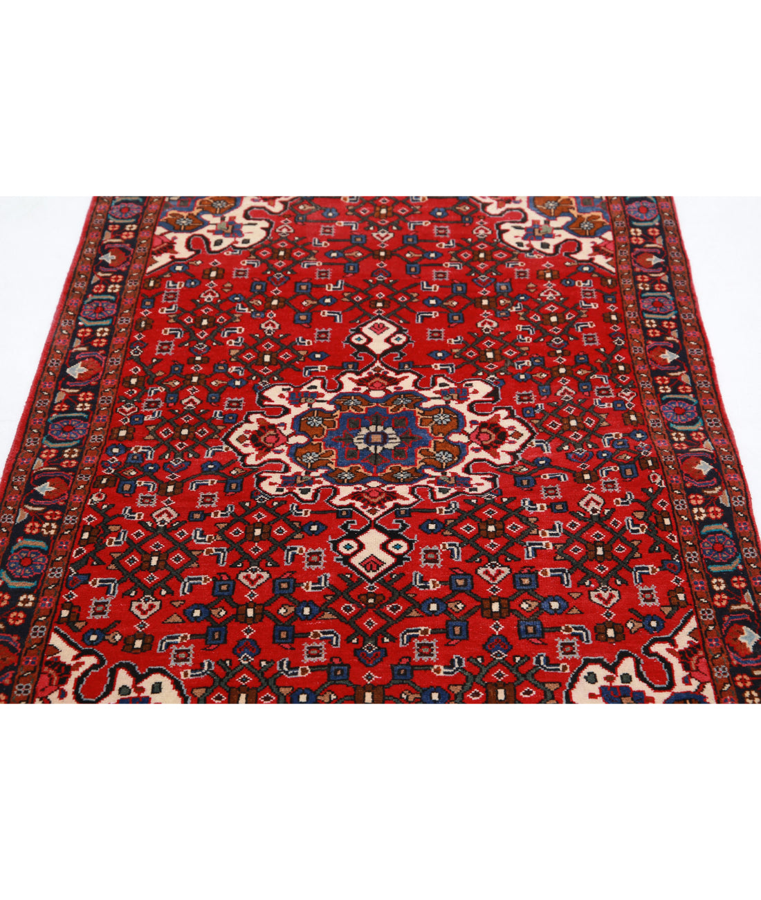 Hamadan 3'3'' X 5'0'' Hand-Knotted Wool Rug 3'3'' x 5'0'' (98 X 150) / Red / Black