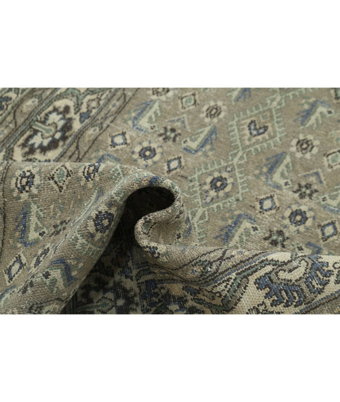 Vintage 3'8'' X 13'10'' Hand-Knotted Wool Rug 3'8'' x 13'10'' (110 X 415) / Taupe / Ivory