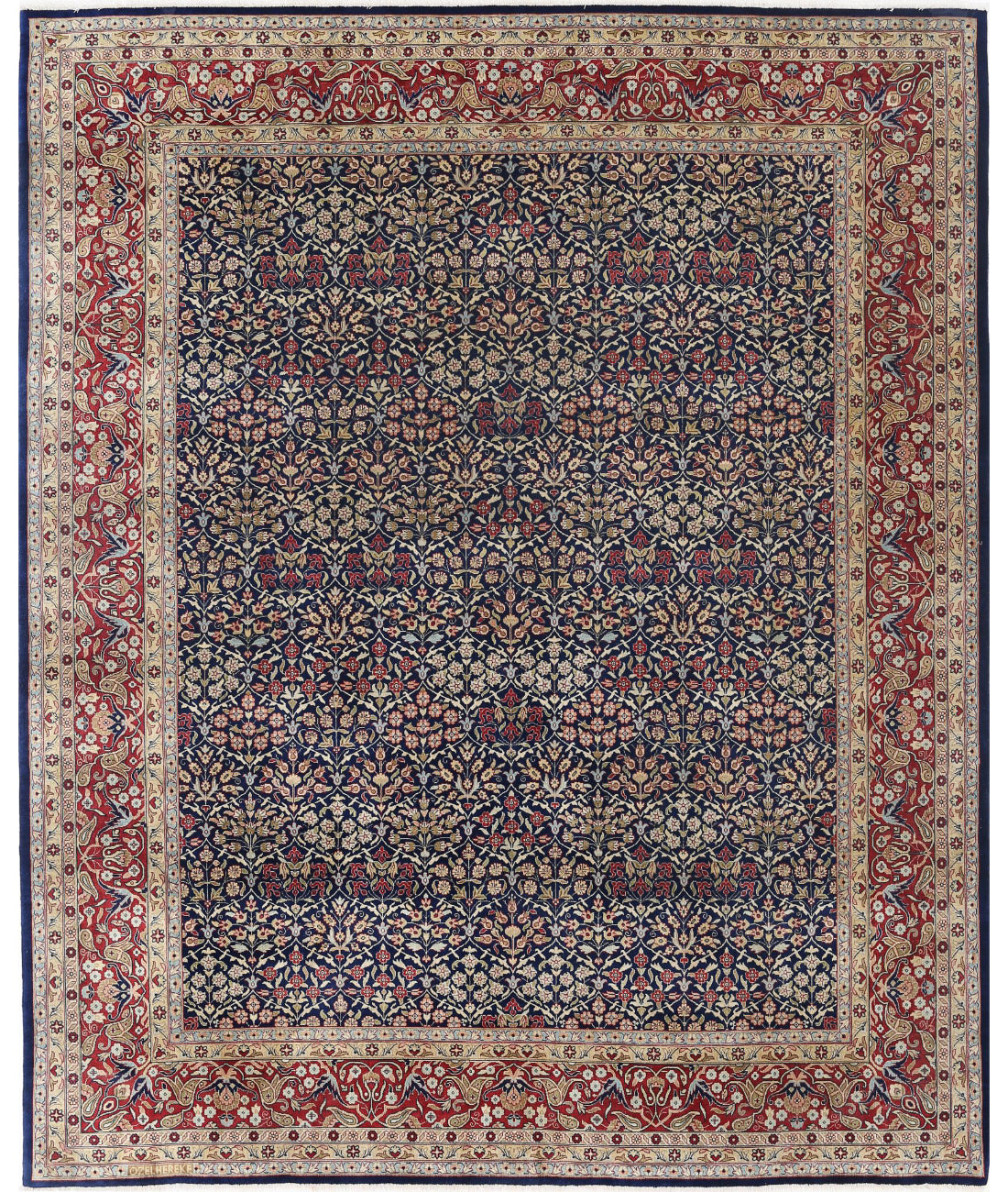 Hereke 8'0'' X 9'9'' Hand-Knotted Wool Rug 8'0'' x 9'9'' (240 X 293) / Blue / Red