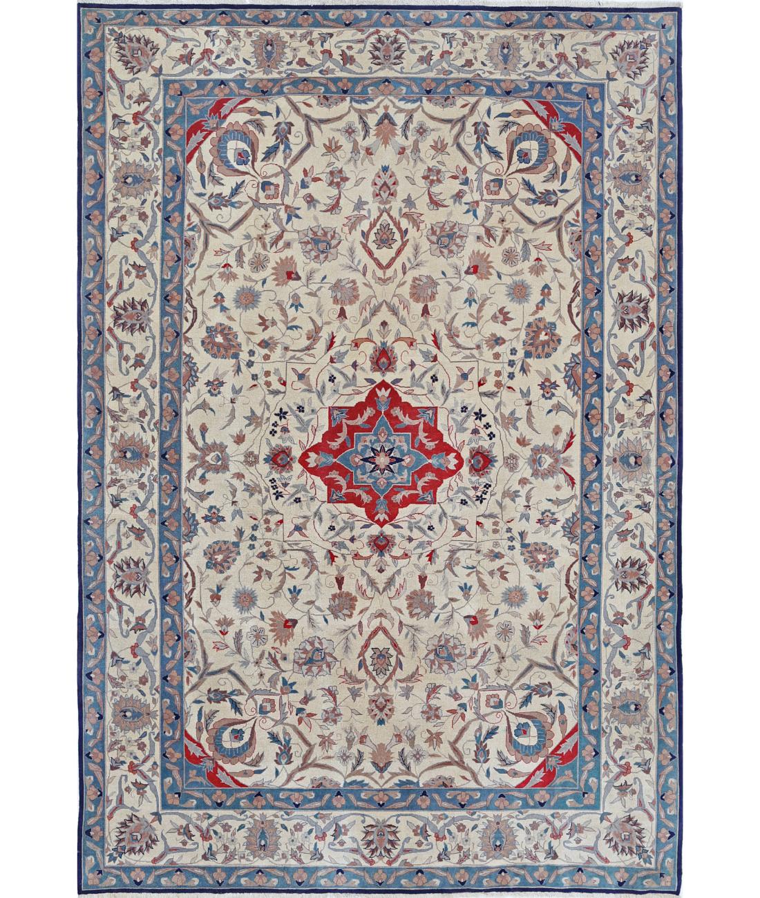 Heritage 6' 1" X 9' 0" Hand-Knotted Wool Rug 6' 1" X 9' 0" (185 X 274) / Ivory / Blue