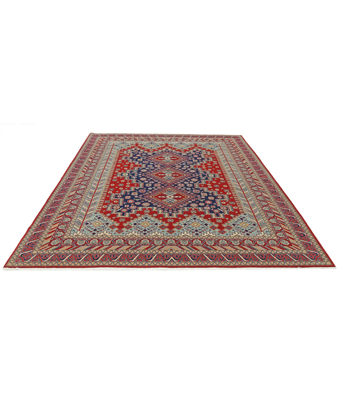 Heritage 7' 11" X 9' 11" Hand-Knotted Wool Rug 7' 11" X 9' 11" (241 X 302) / Red / Blue