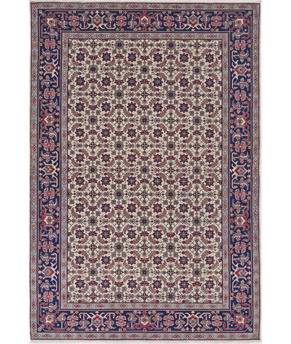 Heritage 4' 0" X 5' 10" Hand-Knotted Wool Rug 4' 0" X 5' 10" (122 X 178) / Ivory / Blue