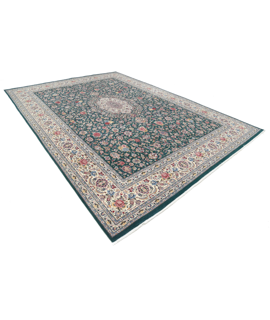 Heritage 9' 10" X 14' 0" Hand-Knotted Wool Rug 9' 10" X 14' 0" (300 X 427) / Green / Ivory