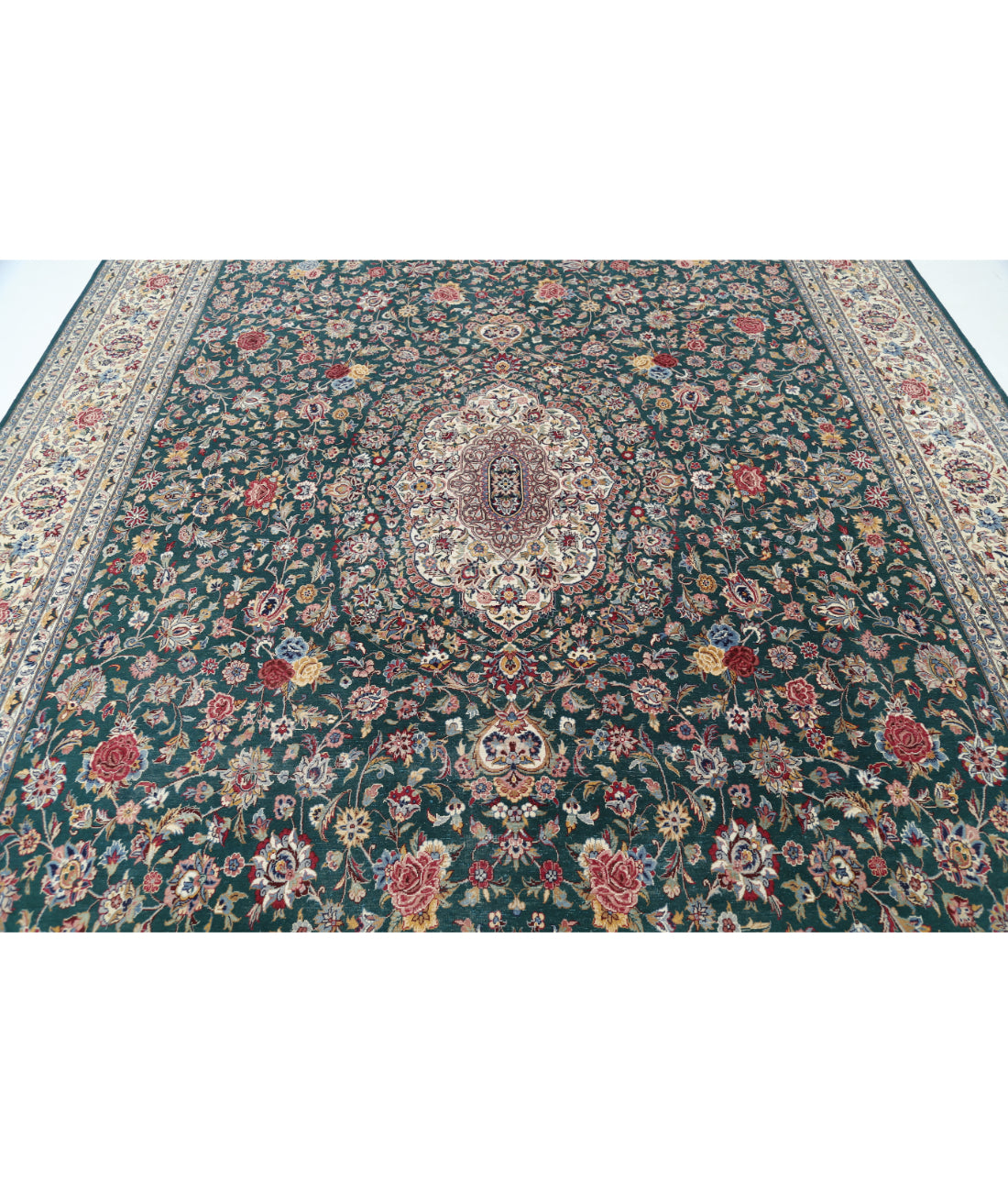 Heritage 9' 10" X 14' 0" Hand-Knotted Wool Rug 9' 10" X 14' 0" (300 X 427) / Green / Ivory