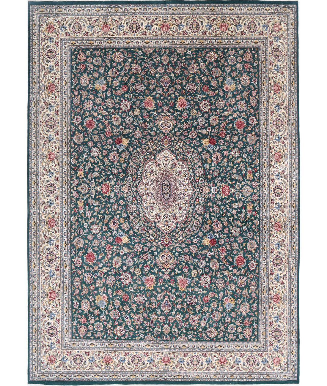Heritage 9' 10" X 14' 0" Hand-Knotted Wool Rug 9' 10" X 14' 0" (300 X 427) / Green / Ivory