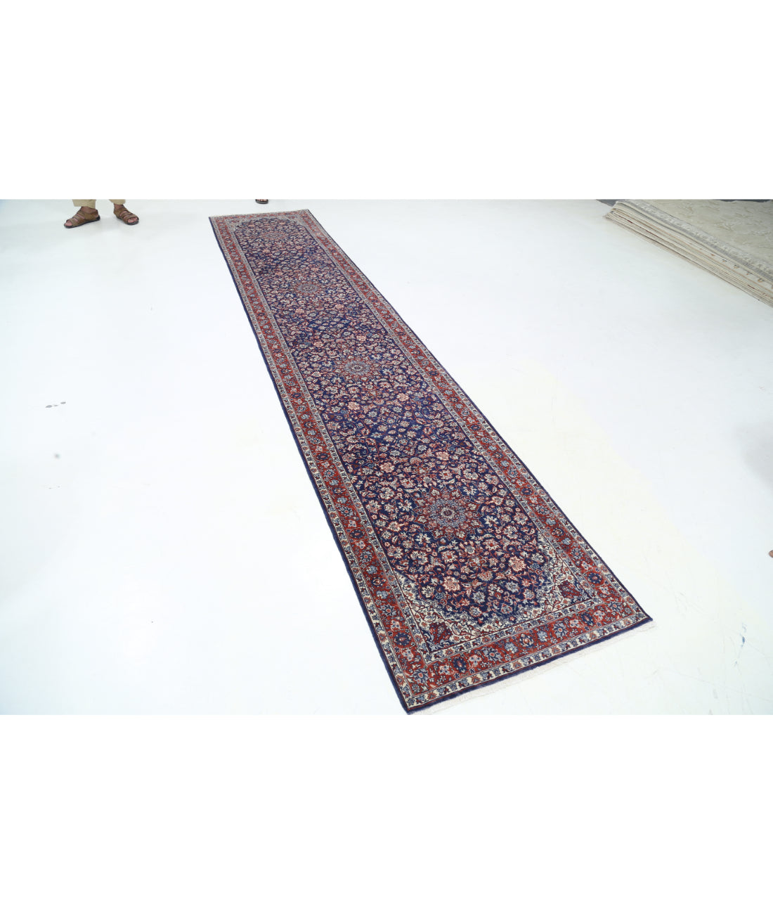 Heritage 2' 8" X 13' 4" Hand-Knotted Wool Rug 2' 8" X 13' 4" (81 X 406) / Blue / Rust