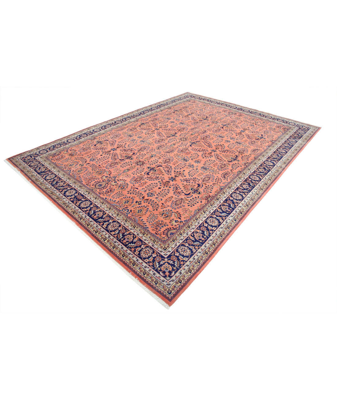Heritage 8' 3" X 11' 5" Hand-Knotted Wool Rug 8' 3" X 11' 5" (251 X 348) / Pink / Blue