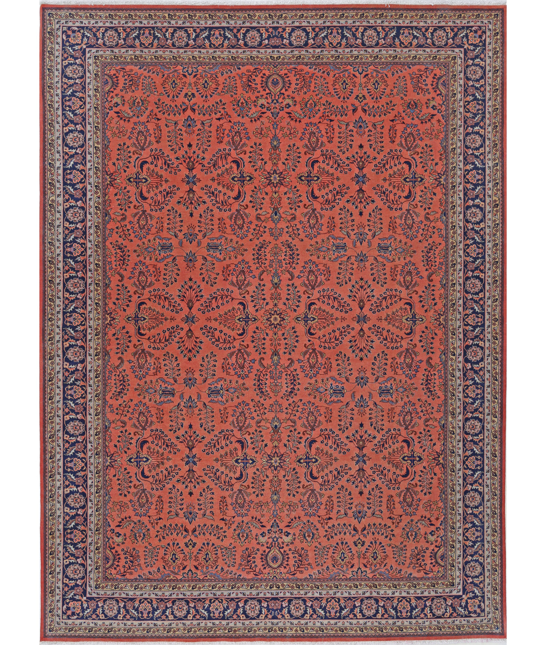 Heritage 8' 3" X 11' 5" Hand-Knotted Wool Rug 8' 3" X 11' 5" (251 X 348) / Pink / Blue