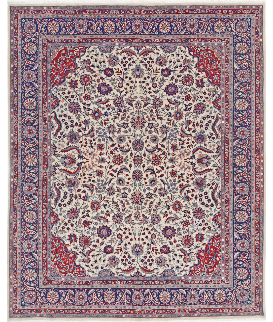 Heritage 8' 0" X 9' 11" Hand-Knotted Wool Rug 8' 0" X 9' 11" (244 X 302) / Ivory / Blue