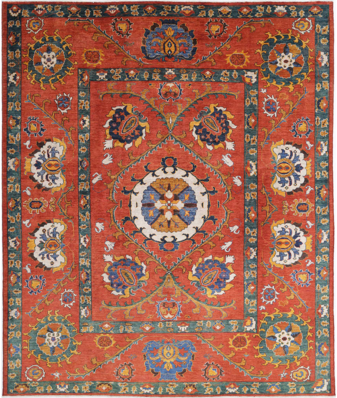 Humna 8'3'' X 9'10'' Hand-Knotted Wool Rug 8'3'' x 9'10'' (248 X 295) / Rust / N/A