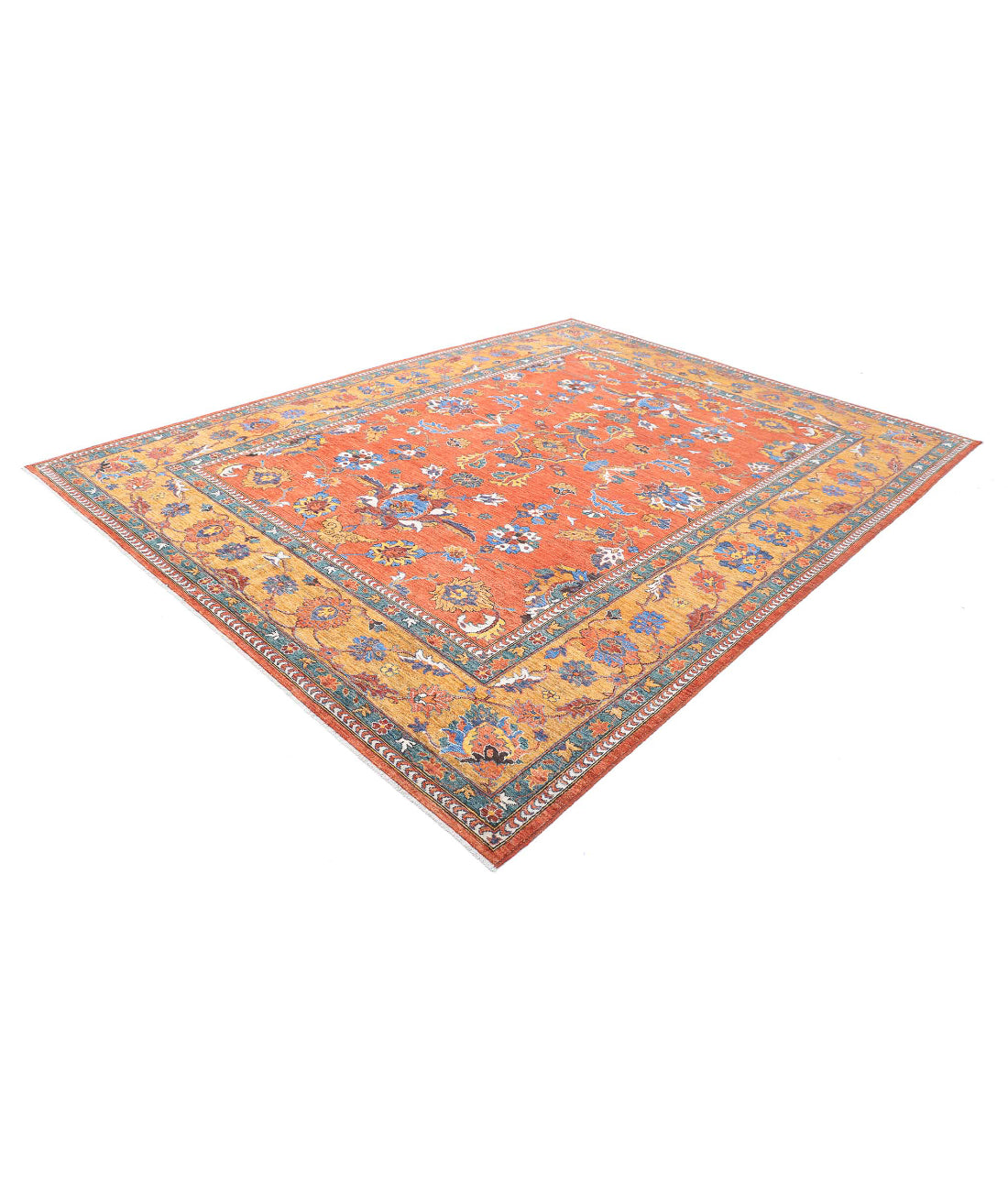 Humna 8'10'' X 11'8'' Hand-Knotted Wool Rug 8'10'' x 11'8'' (265 X 350) / Rust / Gold