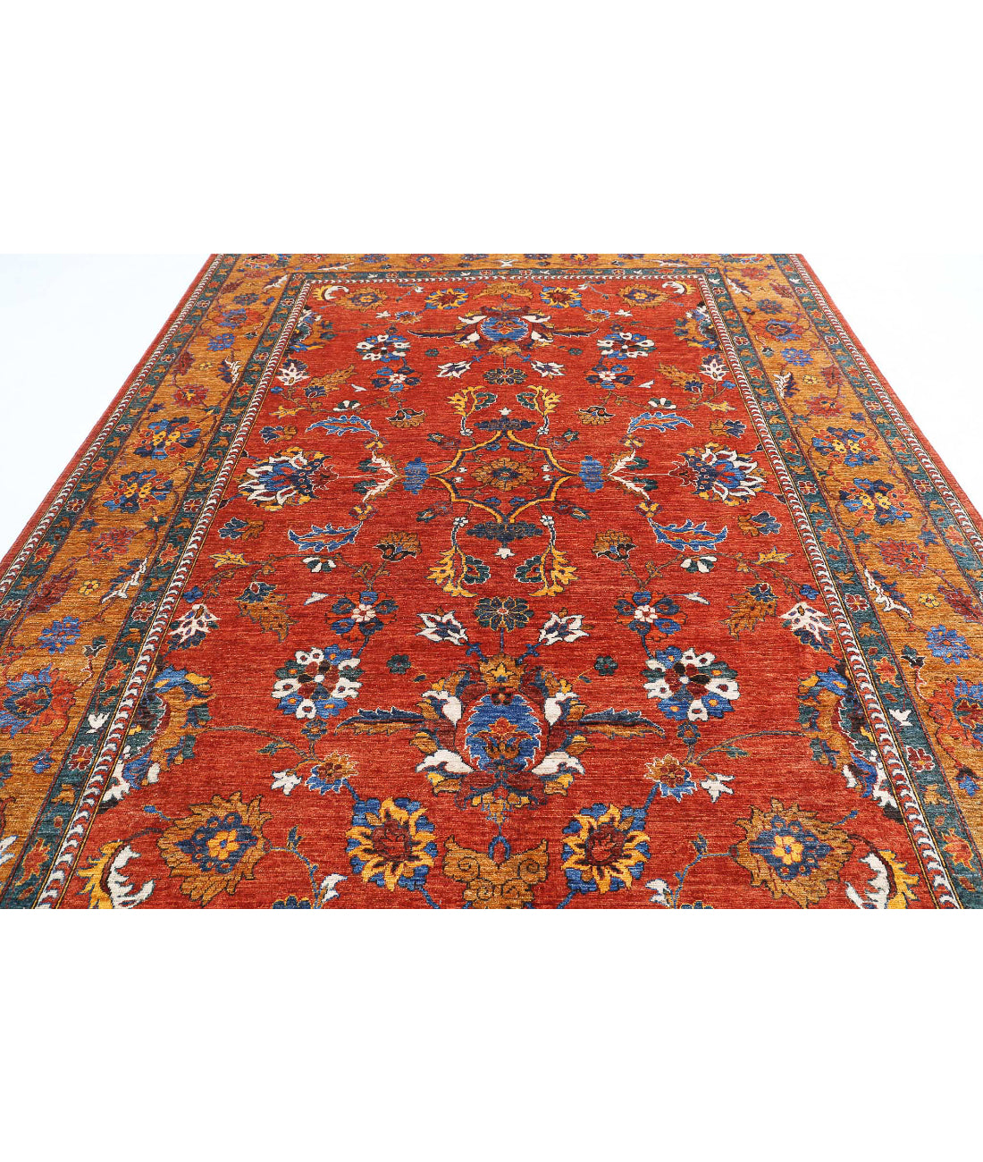 Humna 8'10'' X 11'8'' Hand-Knotted Wool Rug 8'10'' x 11'8'' (265 X 350) / Rust / Gold