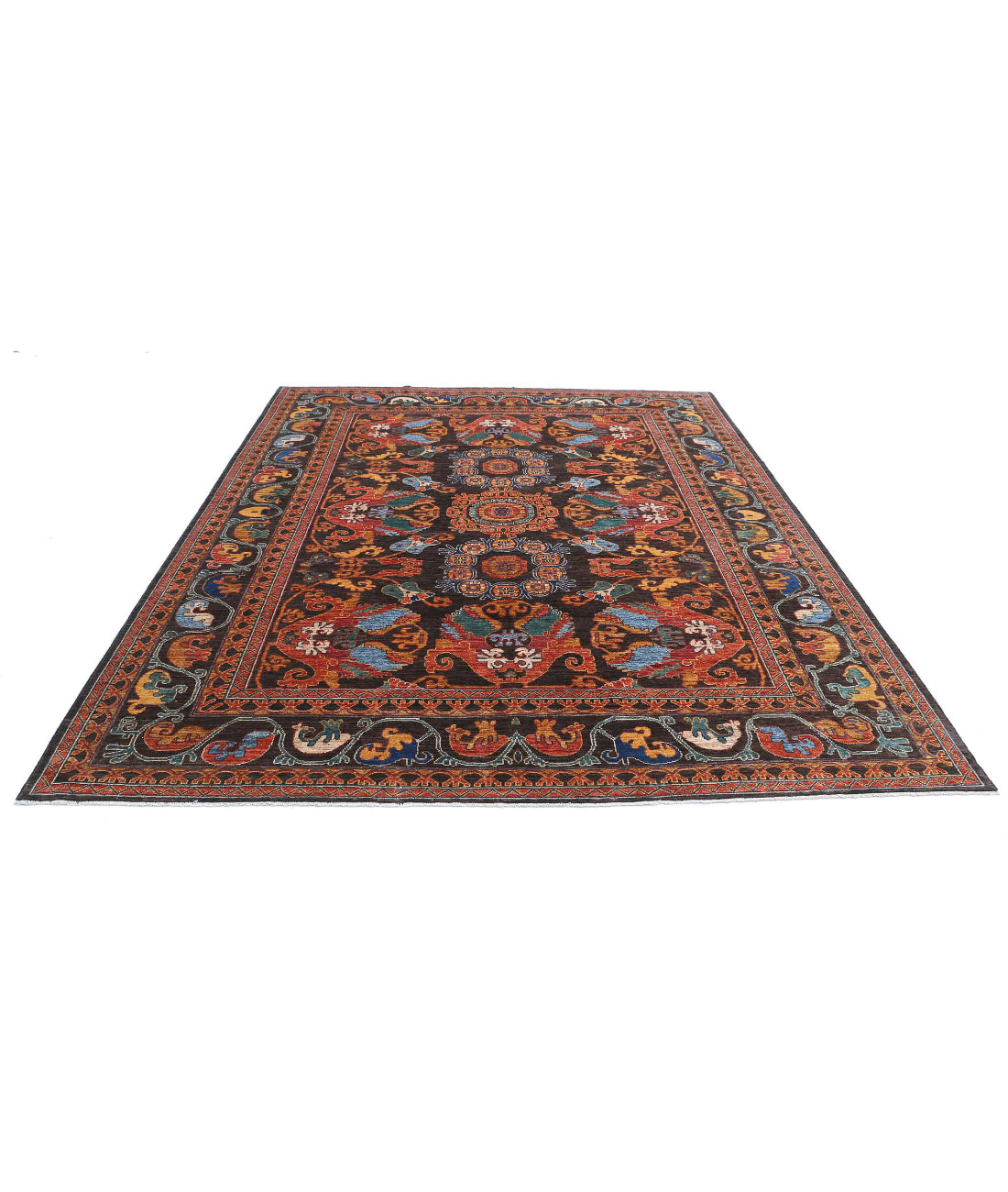 Humna 8'3'' X 9'7'' Hand-Knotted Wool Rug 8'3'' x 9'7'' (248 X 288) / Brown / Red