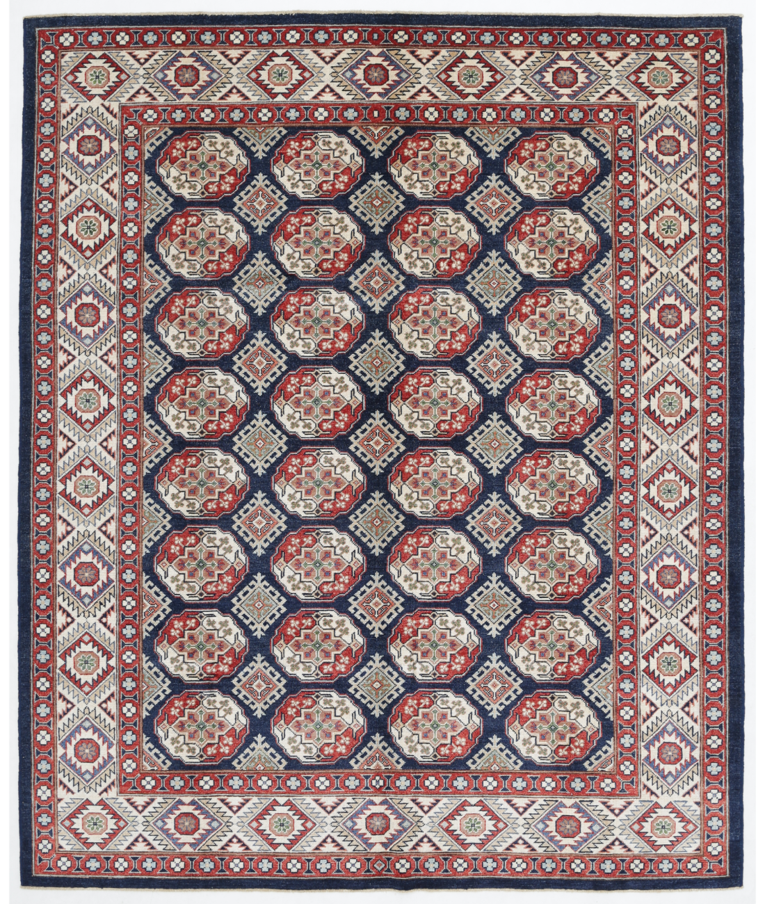 Hand Knotted Humna Wool Rug 8' 3" X 9' 9" 8' 3" X 9' 9" (251 X 297) / Blue / Ivory