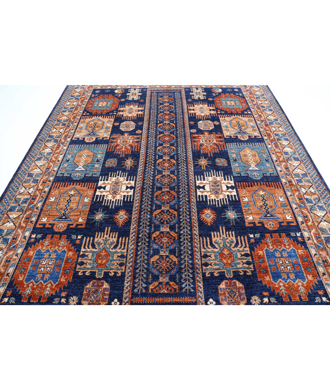Humna 8'1'' X 10'0'' Hand-Knotted Wool Rug 8'1'' x 10'0'' (243 X 300) / Blue / Gold