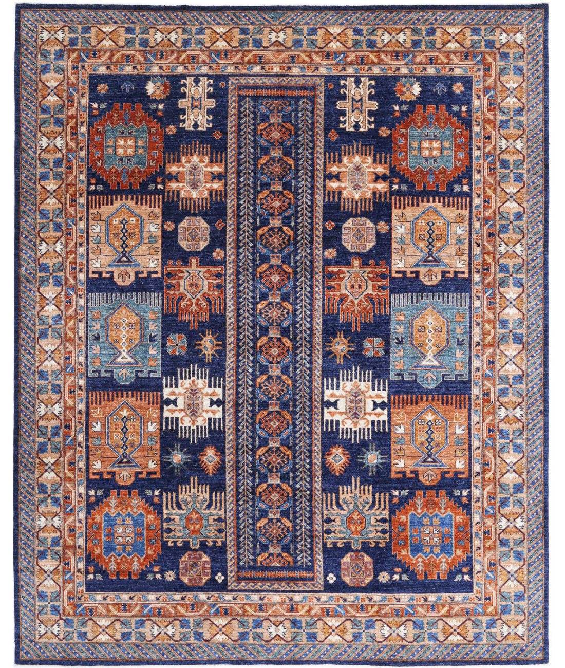 Humna 8'1'' X 10'0'' Hand-Knotted Wool Rug 8'1'' x 10'0'' (243 X 300) / Blue / Gold