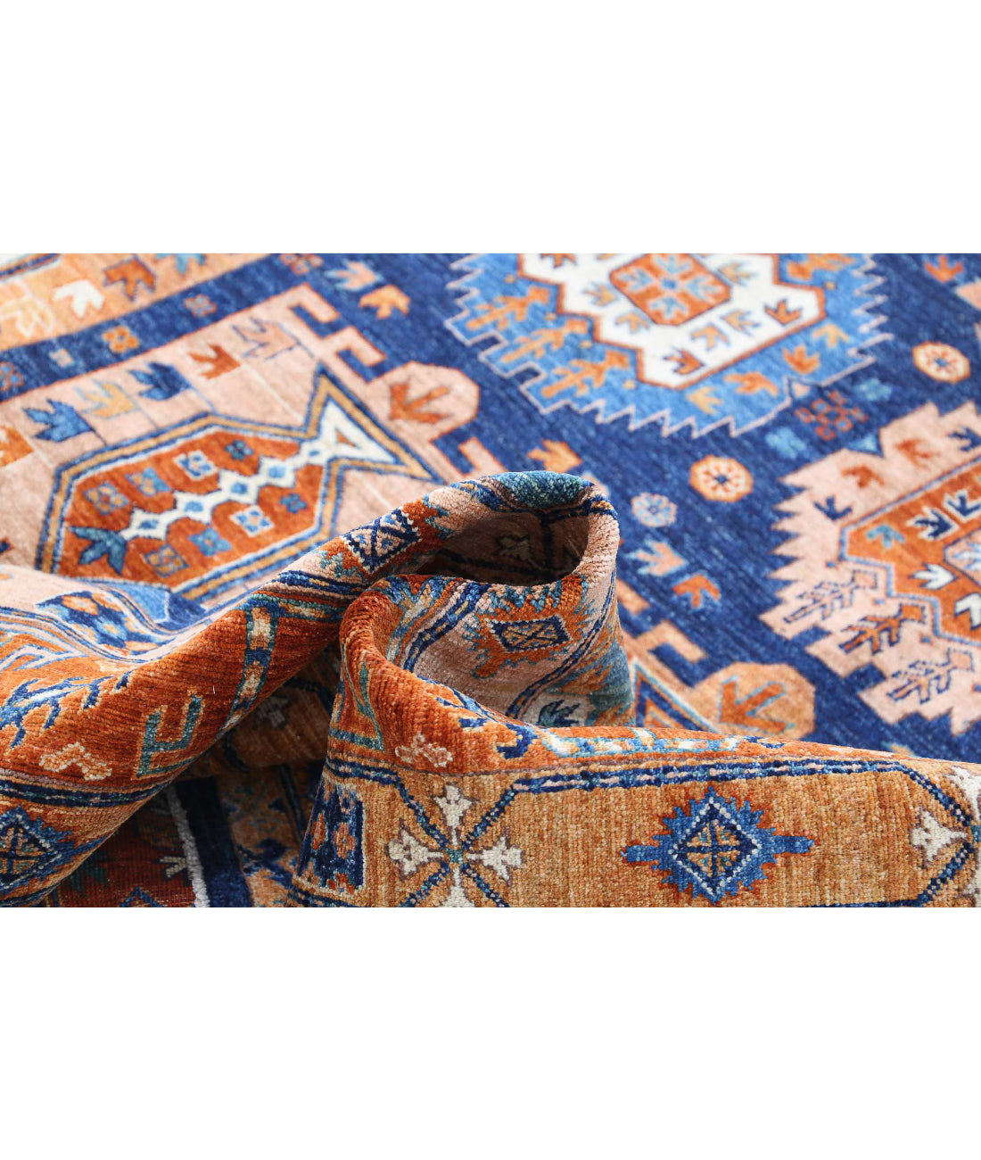 Humna 8'0'' X 9'9'' Hand-Knotted Wool Rug 8'0'' x 9'9'' (240 X 293) / Blue / Rust