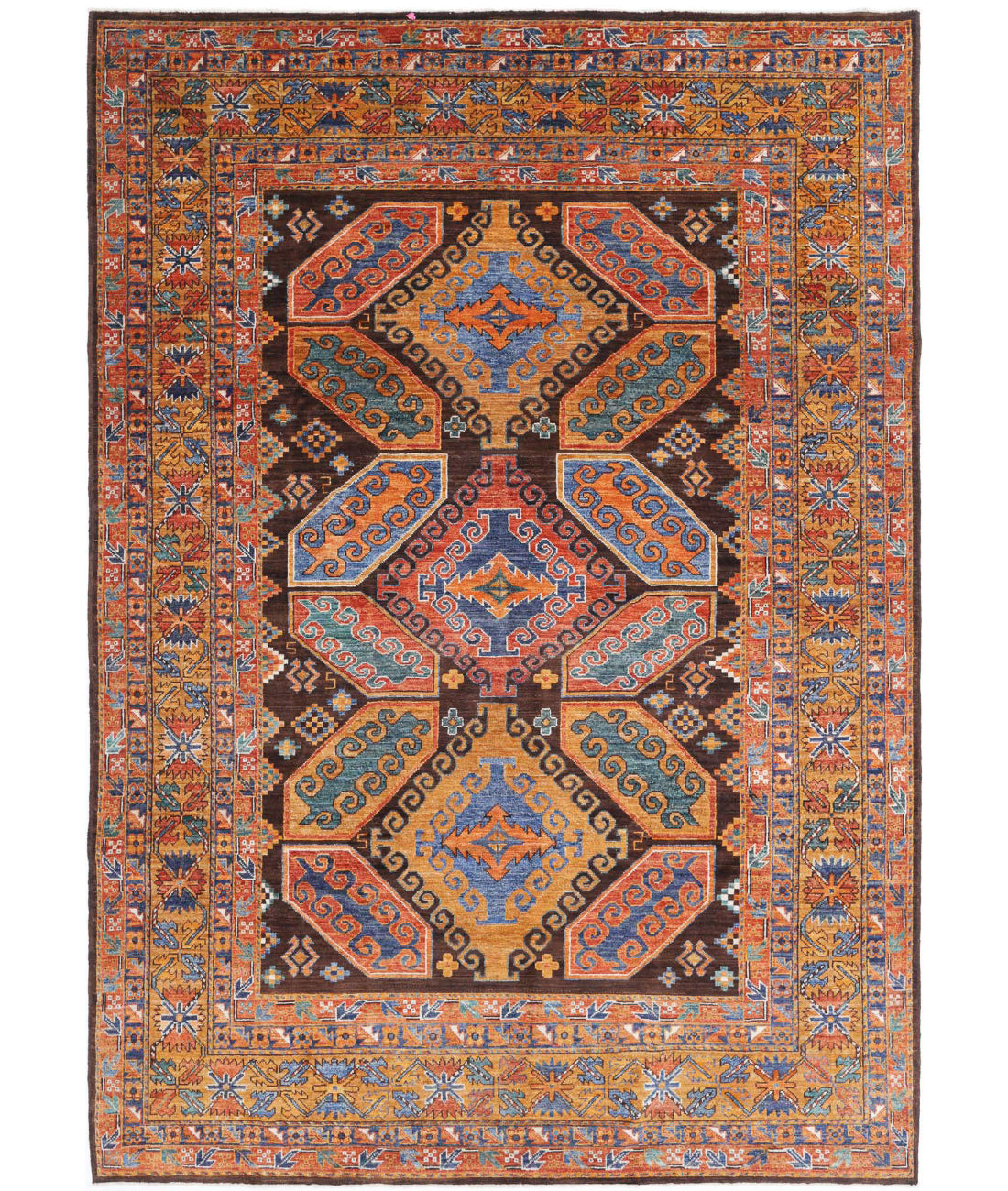 Humna 6'8'' X 9'7'' Hand-Knotted Wool Rug 6'8'' x 9'7'' (200 X 288) / Brown / Gold