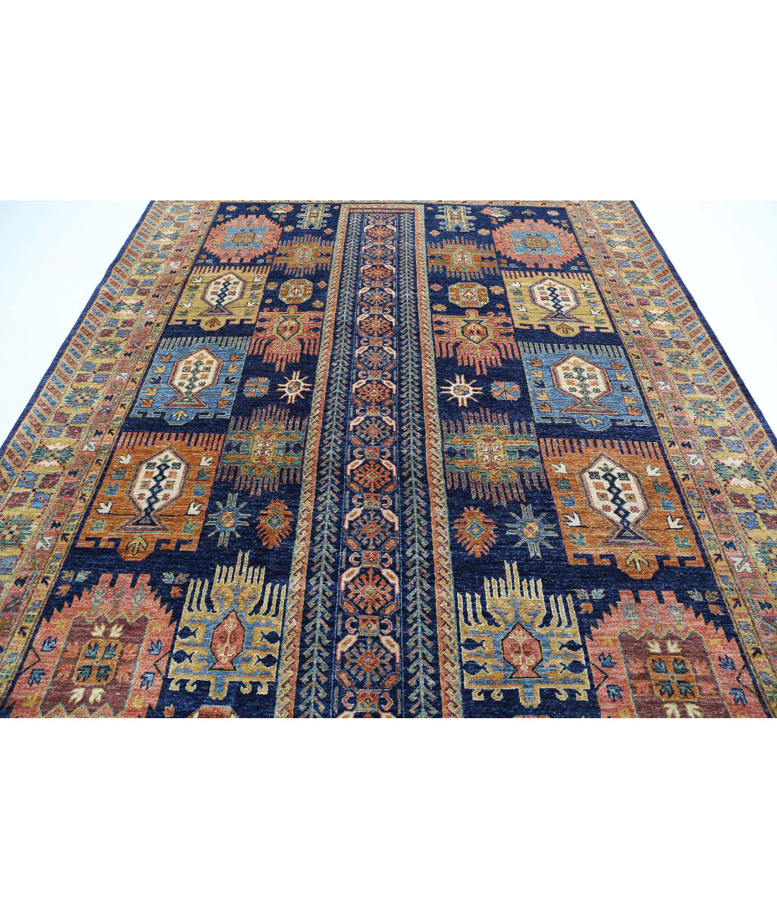 Humna 8'3'' X 10'8'' Hand-Knotted Wool Rug 8'3'' x 10'8'' (248 X 320) / Blue / Gold
