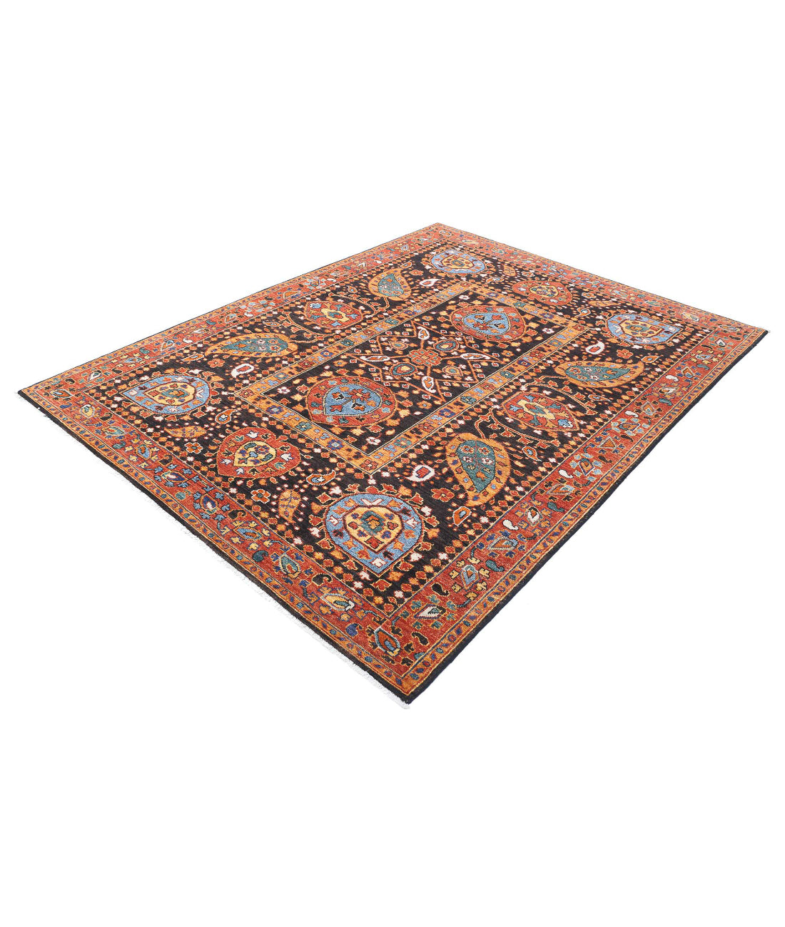 Humna 6'0'' X 7'10'' Hand-Knotted Wool Rug 6'0'' x 7'10'' (180 X 235) / Brown / Rust