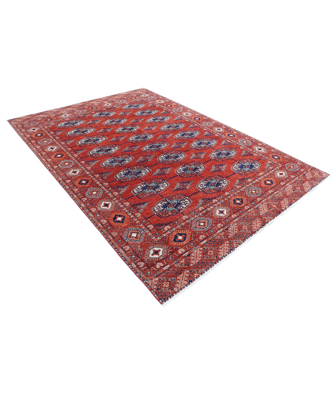 Humna 6'7'' X 9'7'' Hand-Knotted Wool Rug 6'7'' x 9'7'' (198 X 288) / Rust / Blue