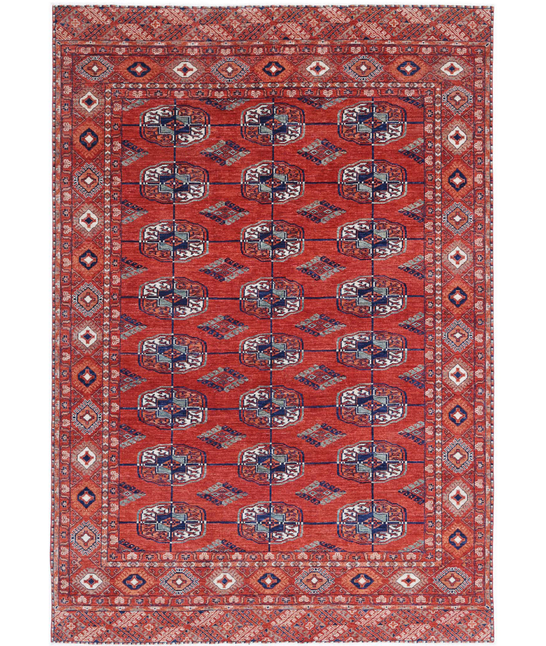 Humna 6'7'' X 9'7'' Hand-Knotted Wool Rug 6'7'' x 9'7'' (198 X 288) / Rust / Blue