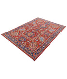 Humna 5'6'' X 7'11'' Hand-Knotted Wool Rug 5'6'' x 7'11'' (165 X 238) / Red / Blue