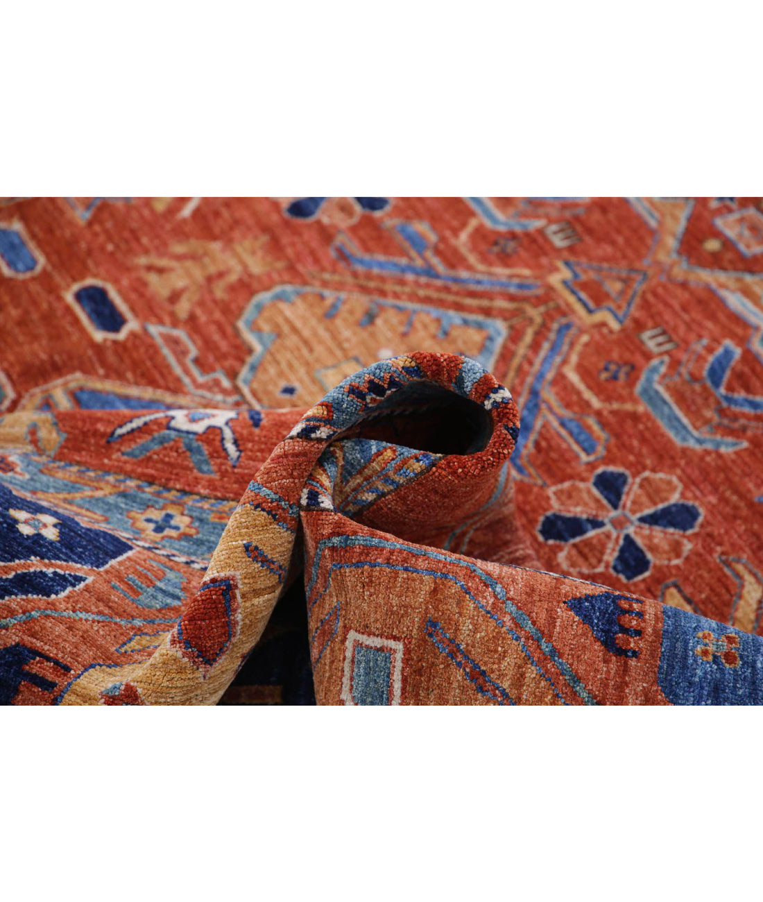 Humna 8'0'' X 10'0'' Hand-Knotted Wool Rug 8'0'' x 10'0'' (240 X 300) / Rust / Blue
