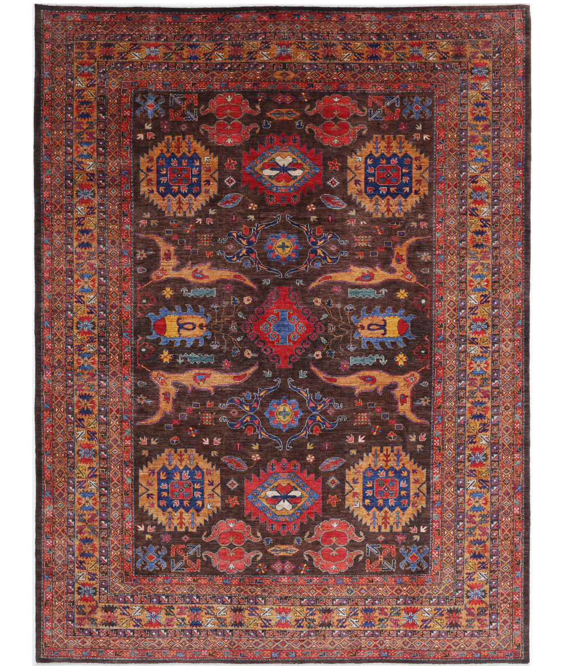 Humna 10'3'' X 13'7'' Hand-Knotted Wool Rug 10'3'' x 13'7'' (308 X 408) / Brown / Gold