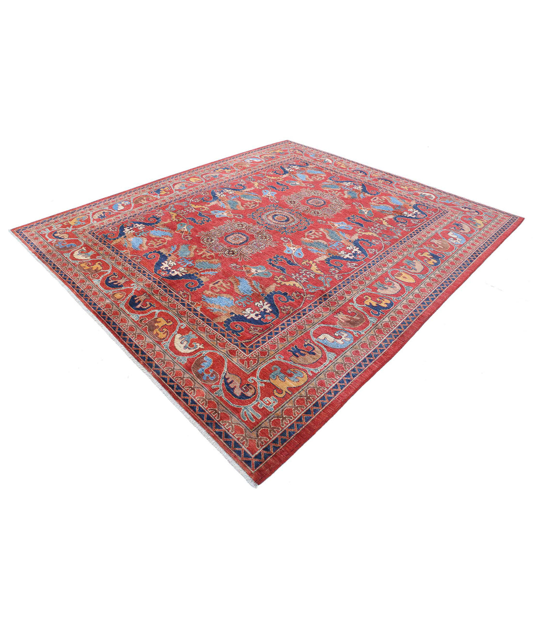Humna 8'4'' X 9'8'' Hand-Knotted Wool Rug 8'4'' x 9'8'' (250 X 290) / Red / Blue