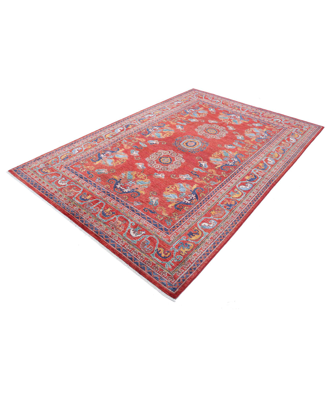 Humna 5'11'' X 8'10'' Hand-Knotted Wool Rug 5'11'' x 8'10'' (178 X 265) / Red / N/A