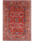 Humna 4'1'' X 5'10'' Hand-Knotted Wool Rug 4'1'' x 5'10'' (123 X 175) / Red / N/A