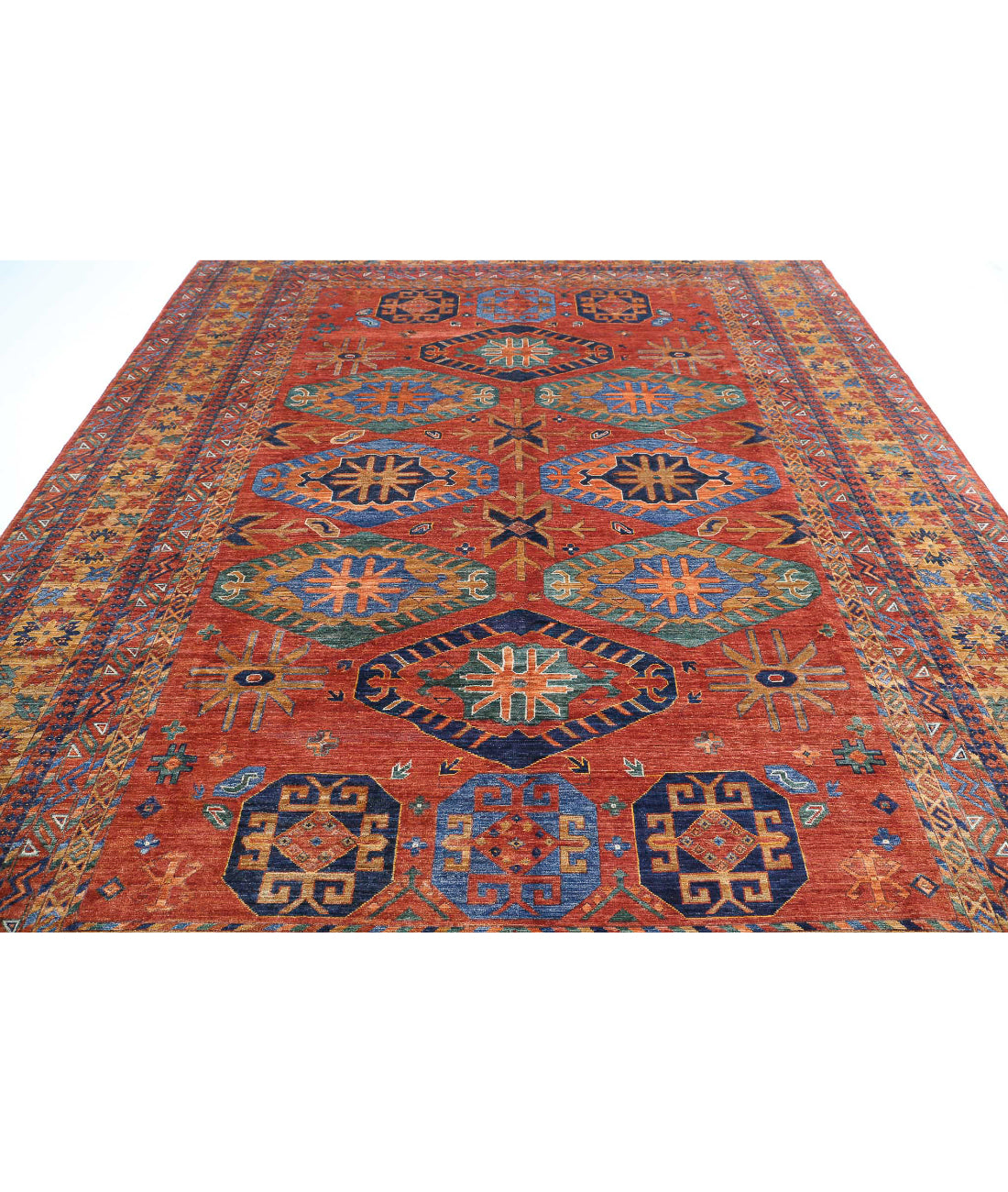 Humna 9'5'' X 11'8'' Hand-Knotted Wool Rug 9'5'' x 11'8'' (283 X 350) / Rust / Gold