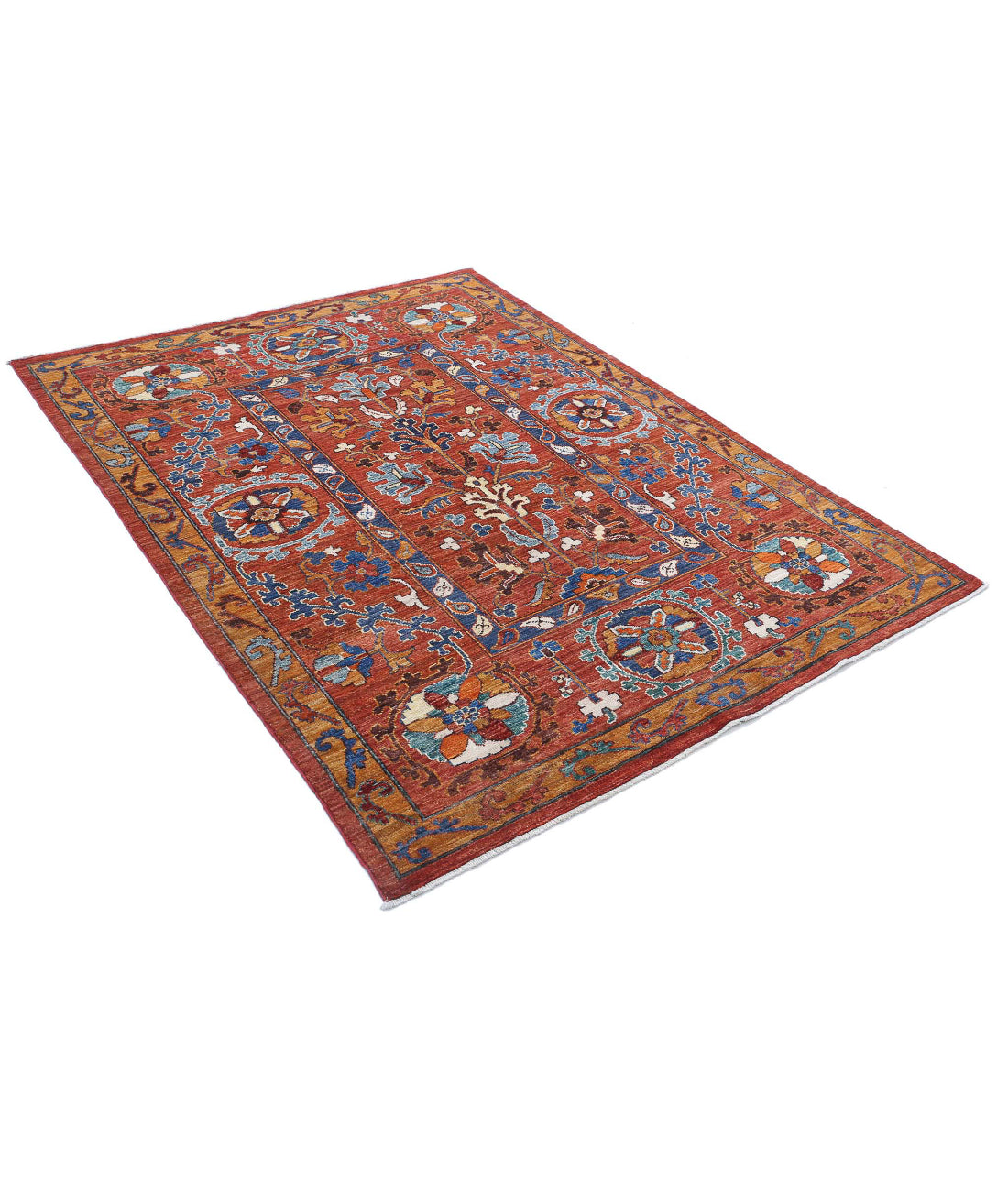 Humna 4'10'' X 6'5'' Hand-Knotted Wool Rug 4'10'' x 6'5'' (145 X 193) / Red / Rust