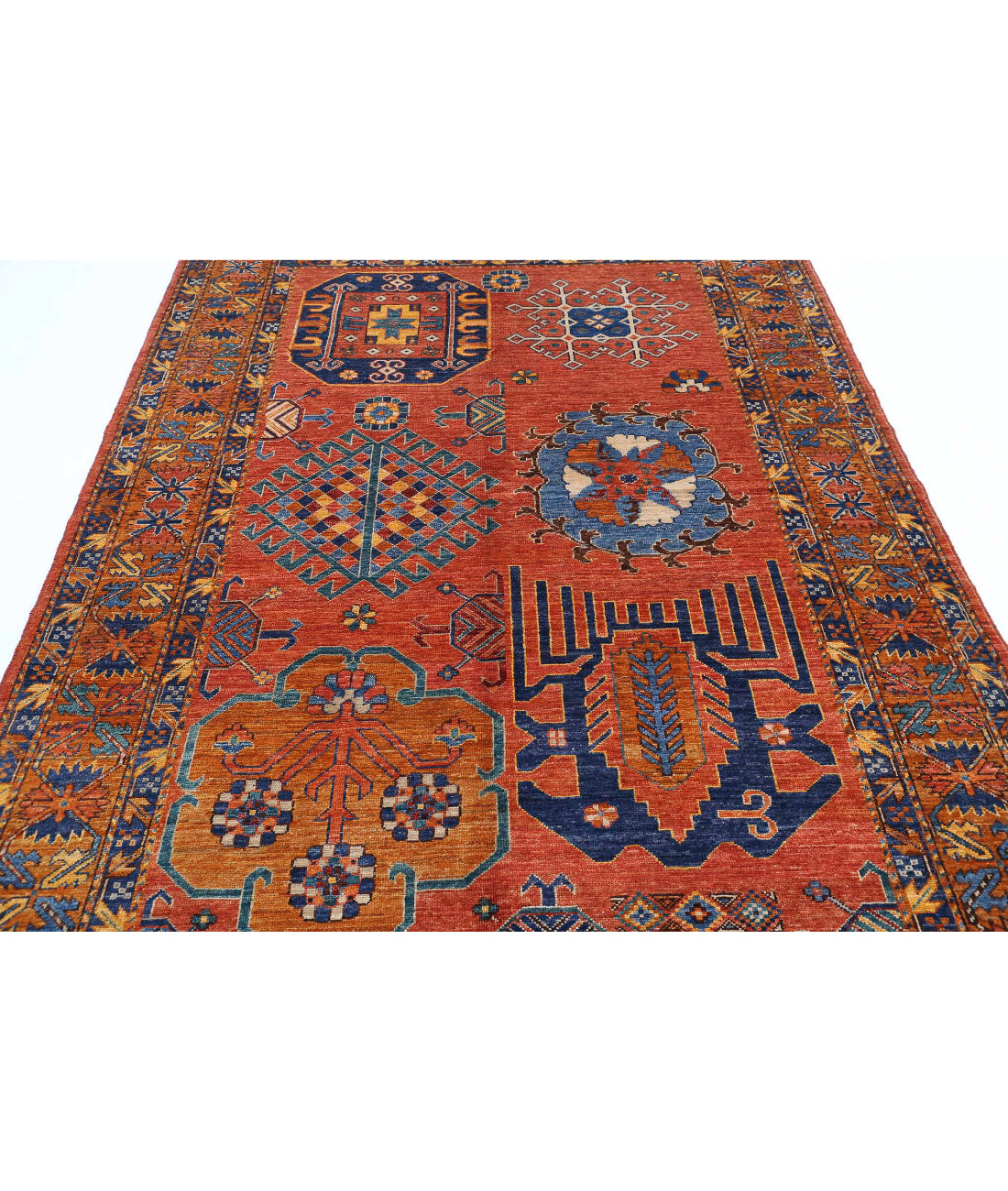 Humna 5'10'' X 8'3'' Hand-Knotted Wool Rug 5'10'' x 8'3'' (175 X 248) / Red / Taupe