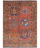 Humna 5'10'' X 8'3'' Hand-Knotted Wool Rug 5'10'' x 8'3'' (175 X 248) / Red / Taupe