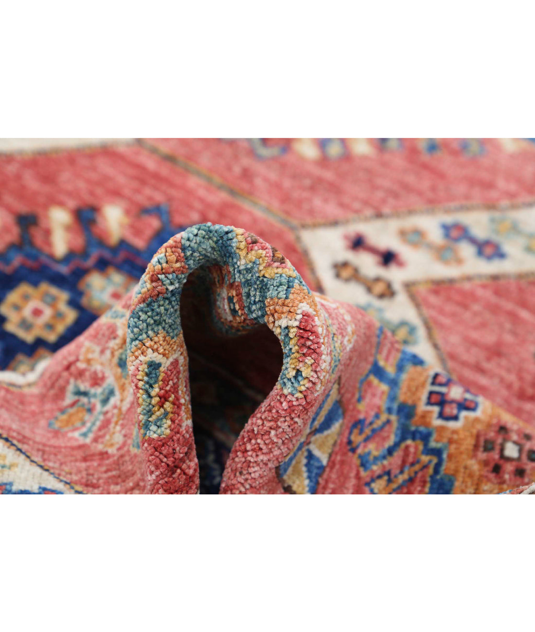 Humna 5'2'' X 7'6'' Hand-Knotted Wool Rug 5'2'' x 7'6'' (155 X 225) / Red / Blue