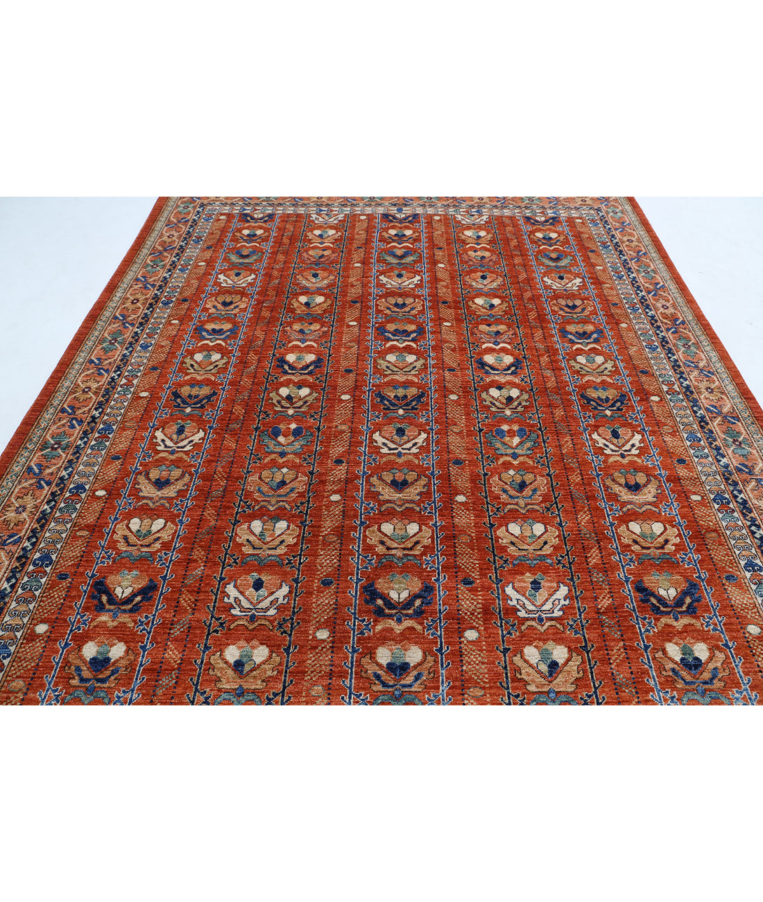 Humna 7'10'' X 9'9'' Hand-Knotted Wool Rug 7'10'' x 9'9'' (235 X 293) / Red / Peach