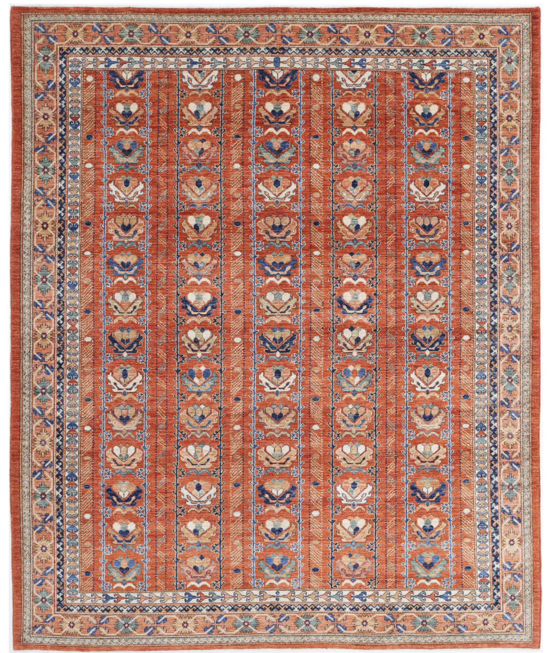 Humna 7'10'' X 9'9'' Hand-Knotted Wool Rug 7'10'' x 9'9'' (235 X 293) / Red / Peach